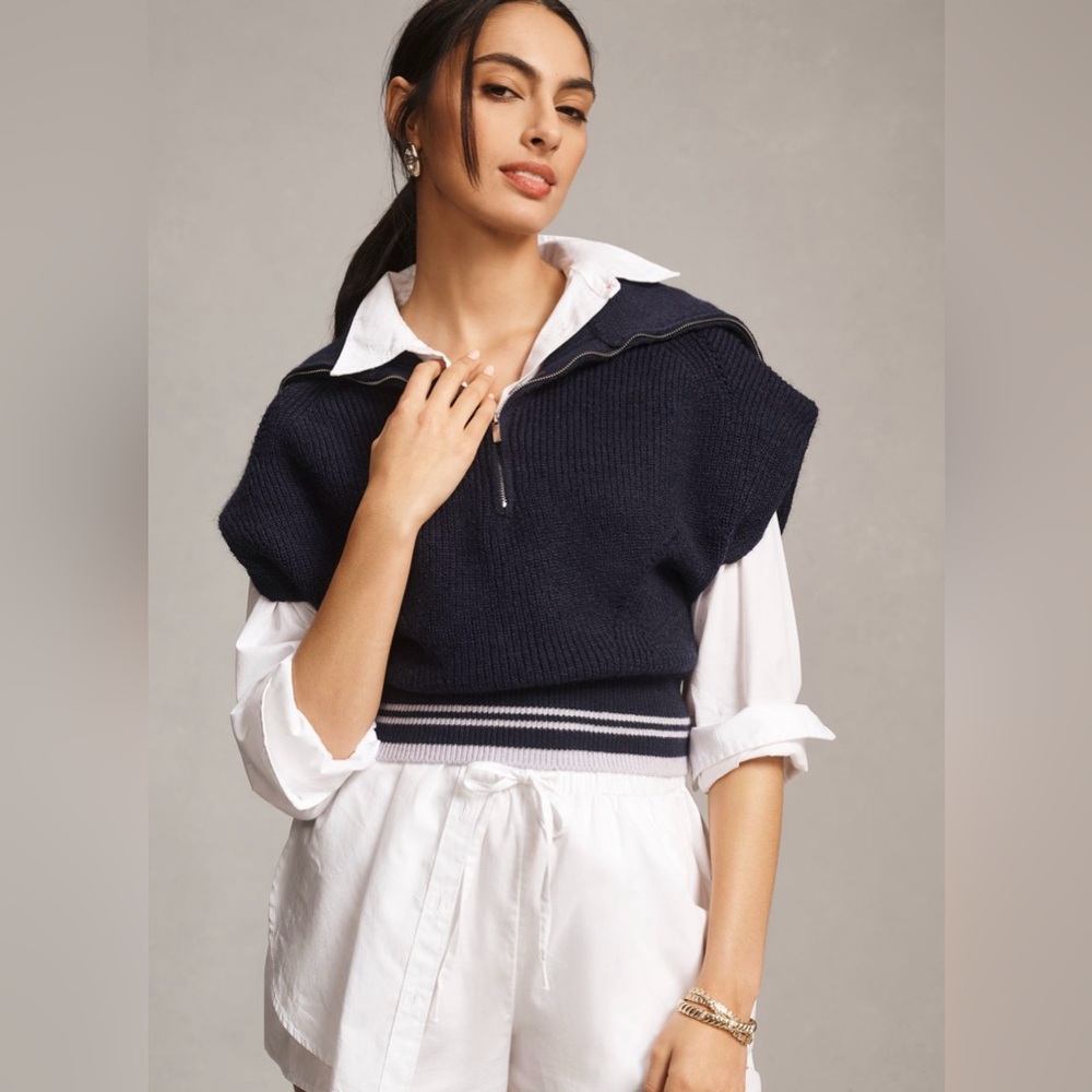 Anthropologie Maeve Quarter-Zip Sweater Tee - Size 1x